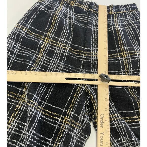 Slate & Willow Pants Womens Large Black Gold Tweed Plaid Metallic Knit - Picture 10 of 11